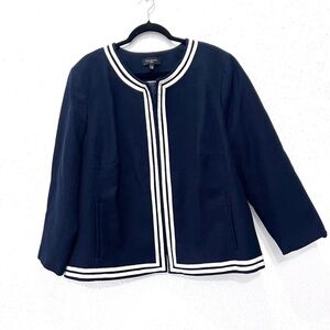 Talbots 100% cotton Navy Blazer with White Accents 24W